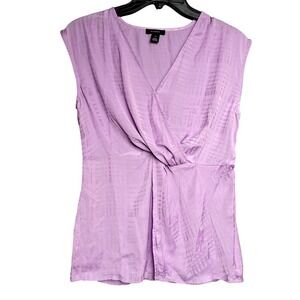 Halogen XS Purple Sleeveless Twist Front Top Blouse Career Casual‎
